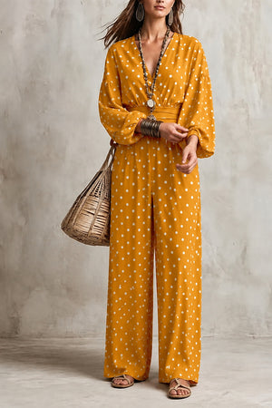 100% polyester Care instructions: Machine wash cold jumpsuit in Mustard with loose silhouette