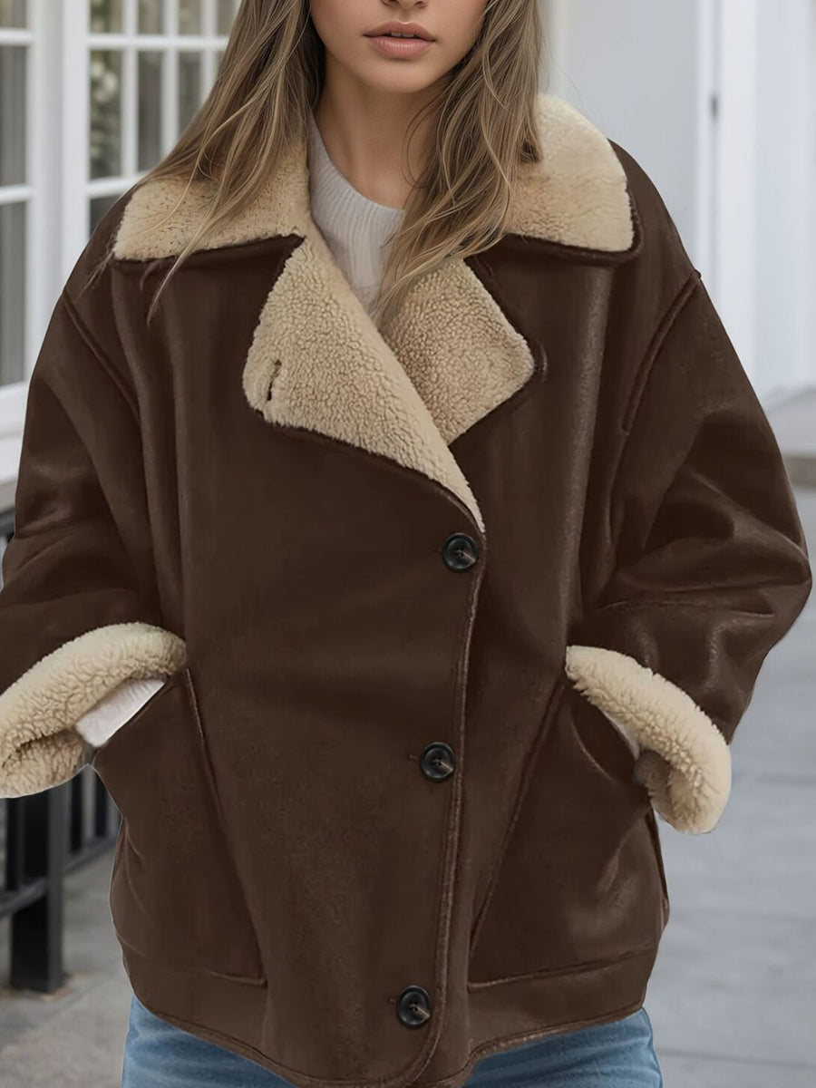 100% polyester Care instructions: Machine wash cold jacket in cream with relaxed silhouette