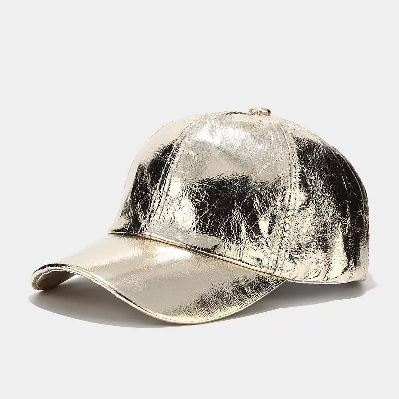 Pu Leather Baseball Cap in Blush Pink with iridescent finish