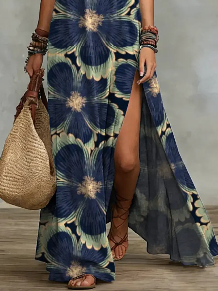 Dusty Blue maxi dress with maxi and pullover