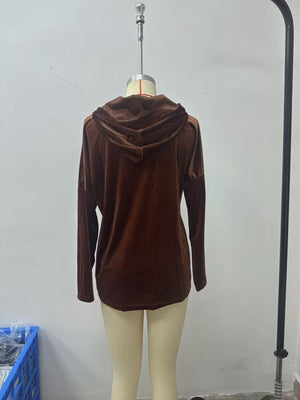 100% polyester Care instructions: Machine wash cold pullover hoodie in Burgundy with relaxed silhouette