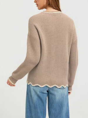 Chocolate regular pullover sweater with crew neck