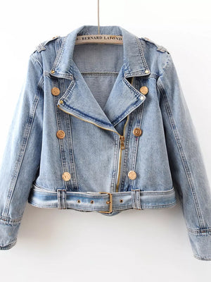 edgy denim jacket in Medium with collared