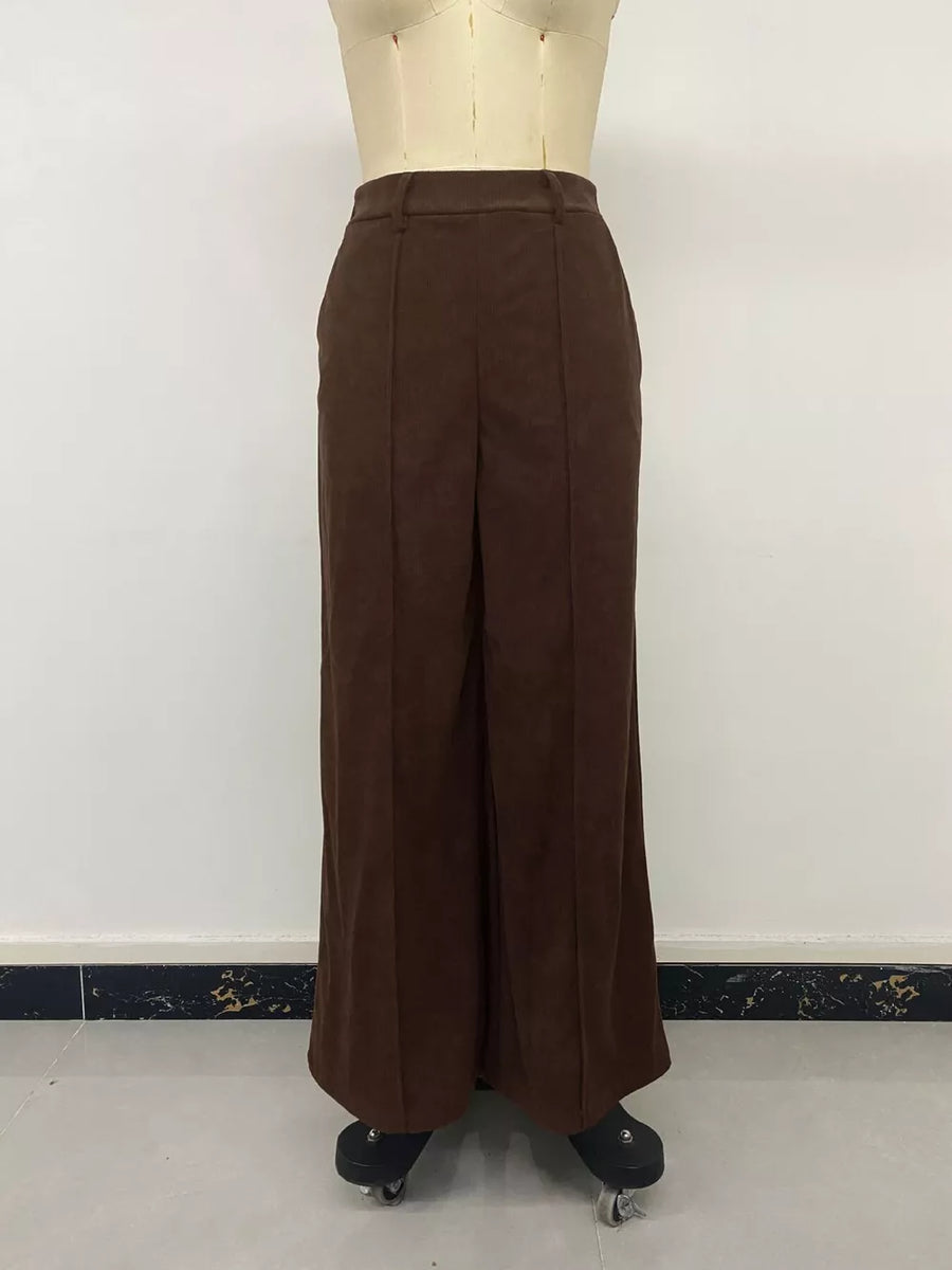 dark brown wide-leg pants