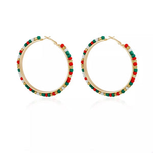 earrings featuring beaded in red with 18K Gold-Plated, Alloy, Glass Care instructions: Avoid wearing during exercise, texture