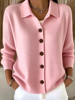 Yellow Button-up Long Sleeve Cardigan