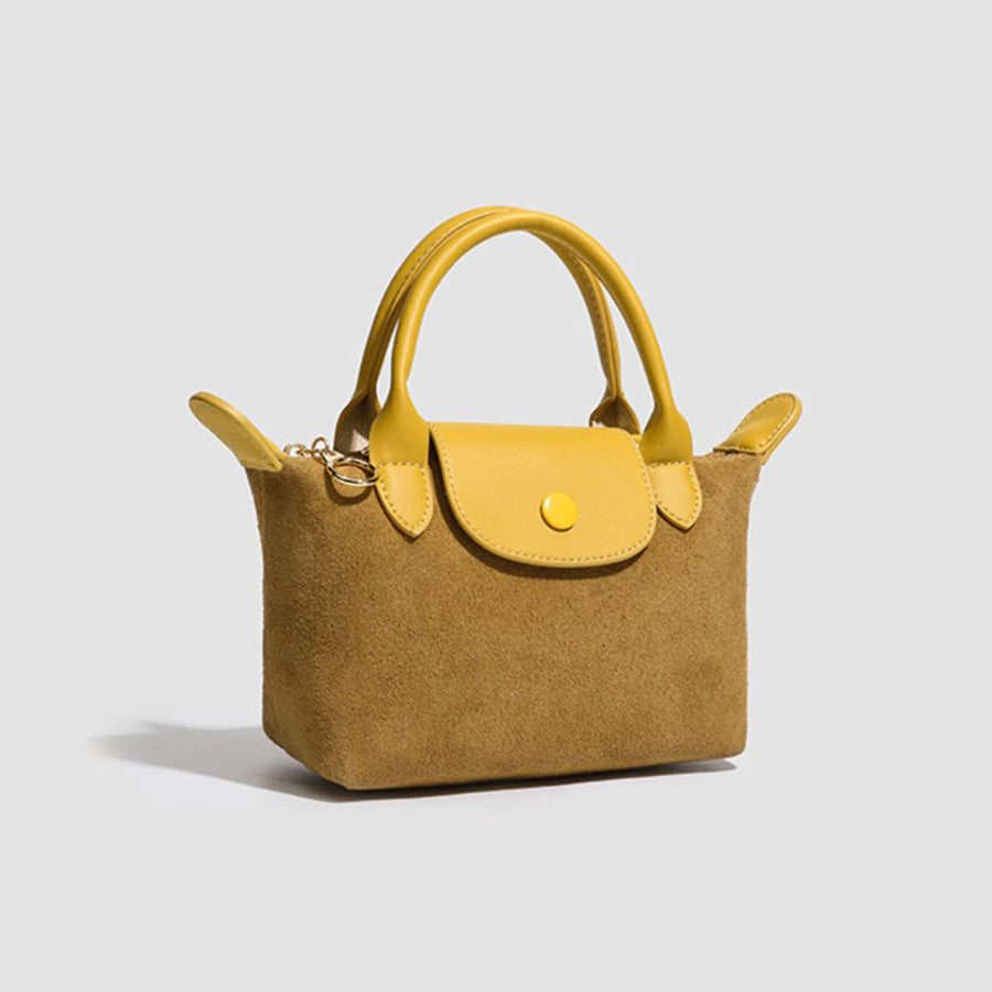 Suede Imported Size & crossbody bag in camel with structured silhouette