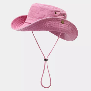 hat in dusty pink featuring wide brim and relaxed fit