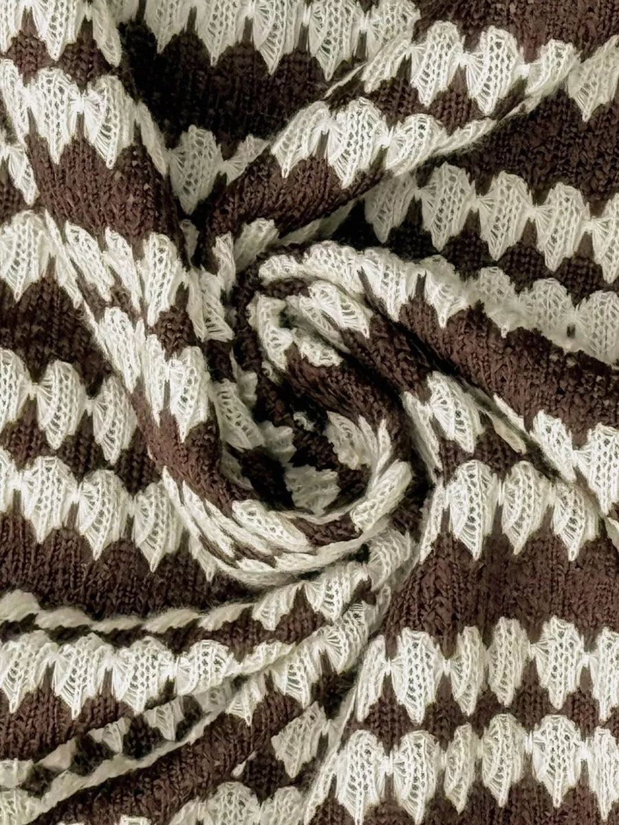 Striped Flared Sleeves Sweater Dress in Brown with flared sleeves