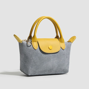 Stylish Two-Tone Suede Crossbody Bag in slate gray with two-tone