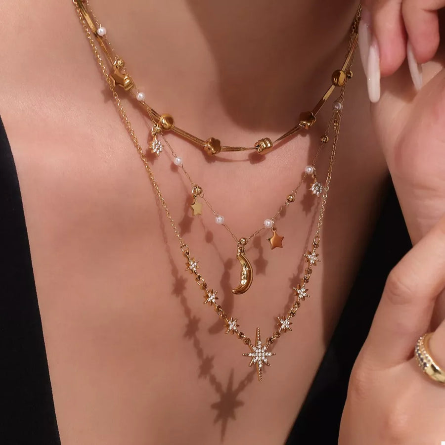 gold necklace with celestial and not applicable