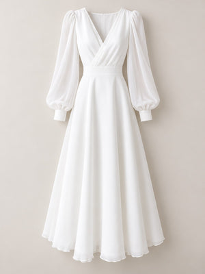 Polyester 100% Care instructions: Hand wash cold midi dress in ivory with A-line silhouette