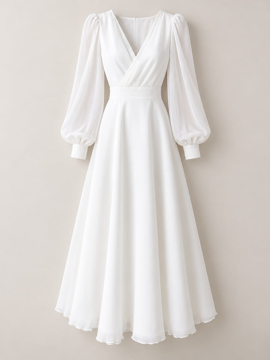 Polyester 100% Care instructions: Hand wash cold midi dress in ivory with A-line silhouette