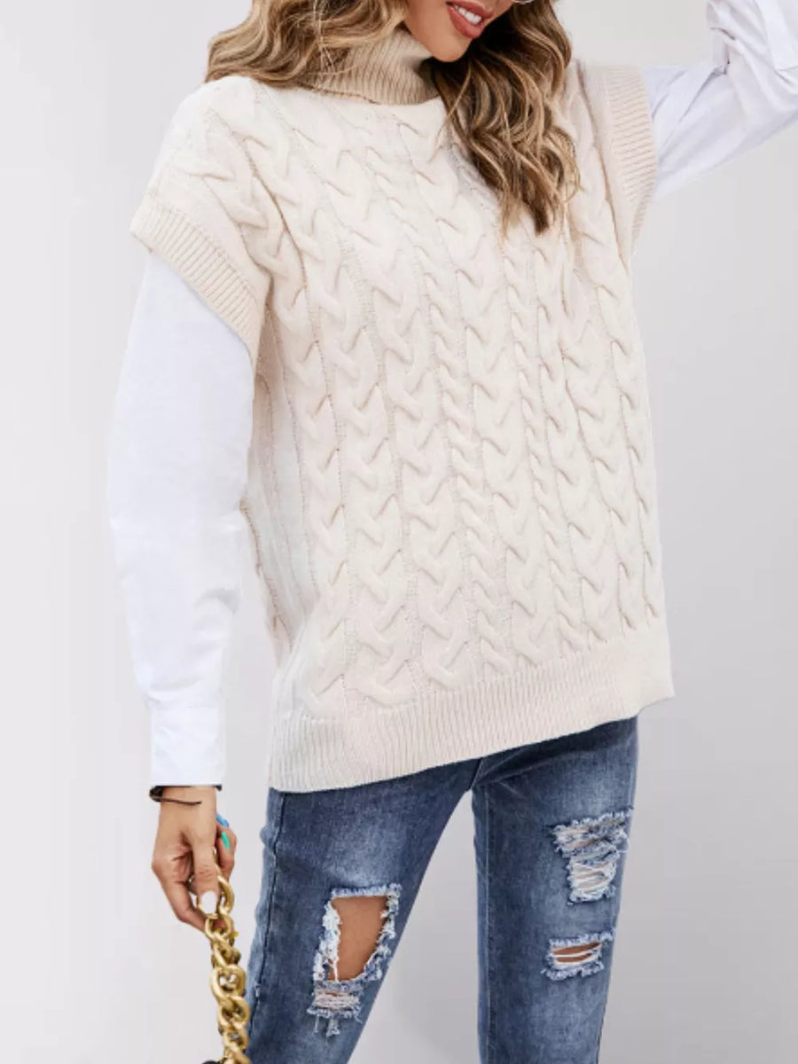 Coffee sweater vest with hip-length and pullover