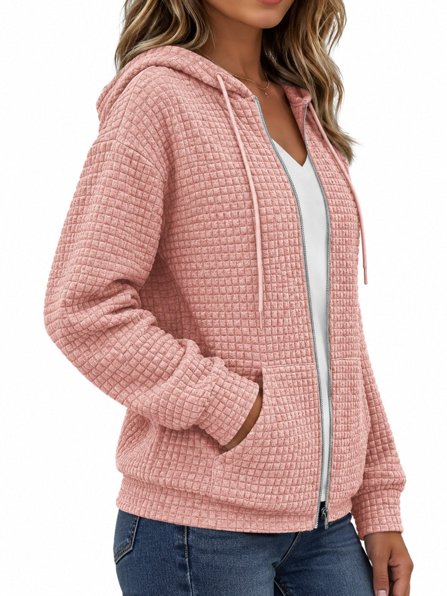 athleisure zip hoodie in Pink with hooded