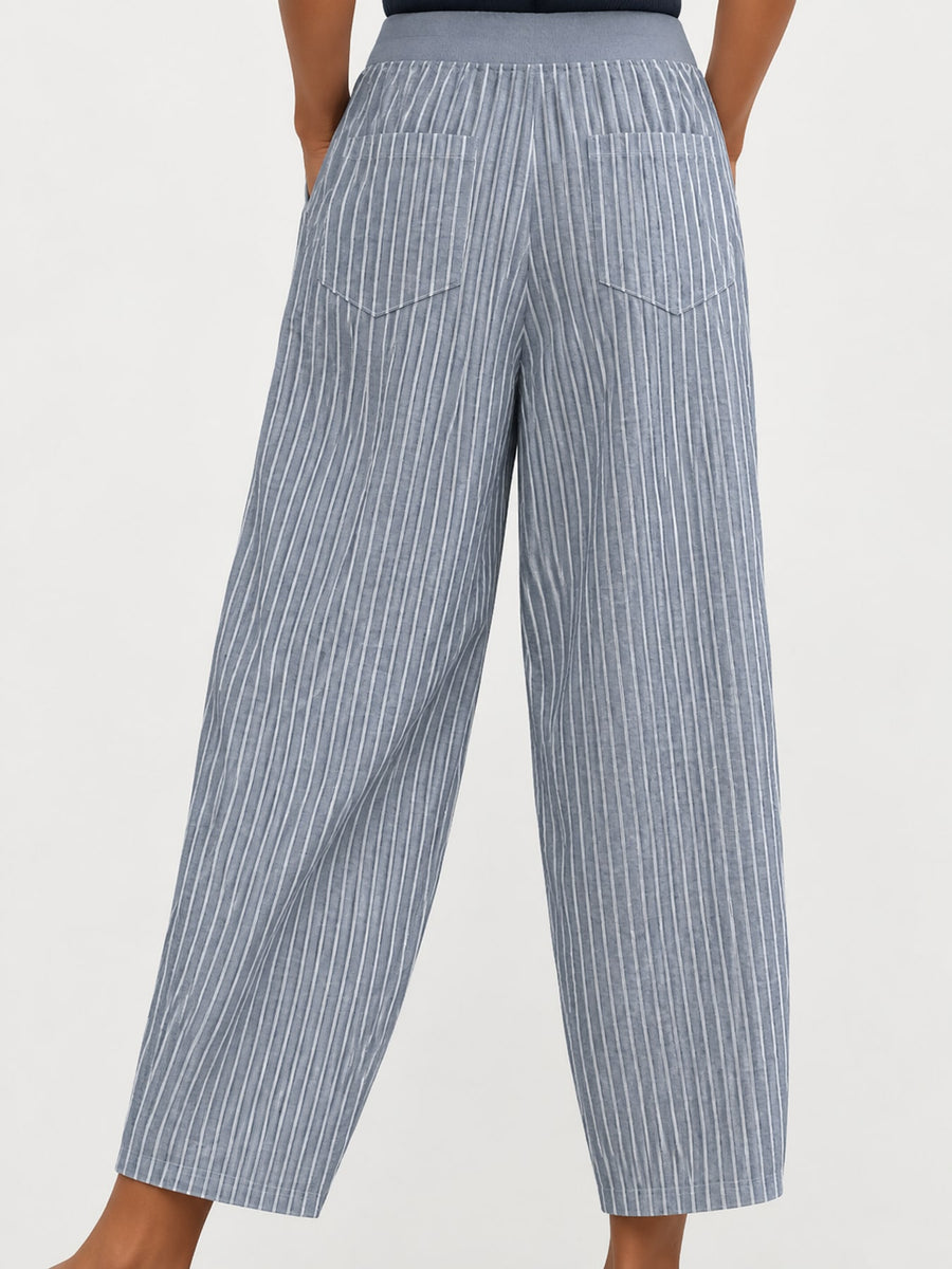 Polyester content is at least 90% and less than 95% wide-leg pants in Khaki with relaxed silhouette