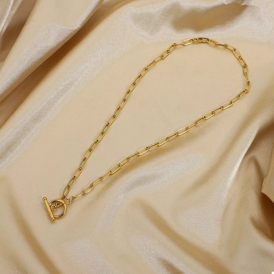 18K Gold-Plated,Stainless Steel Care instructions: Avoid wearing during exercise necklace in Gold with straight silhouette