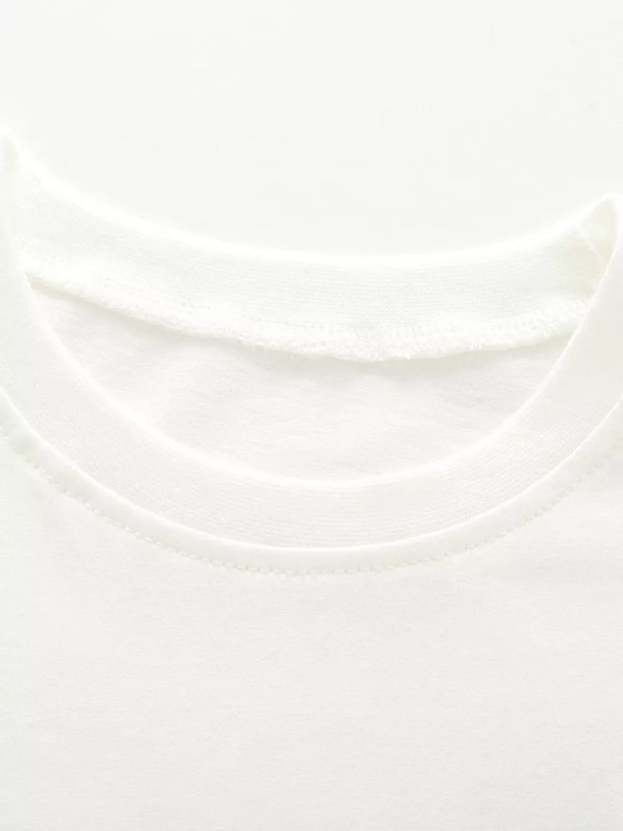 White cotton toddler t-shirt with crew neck detail