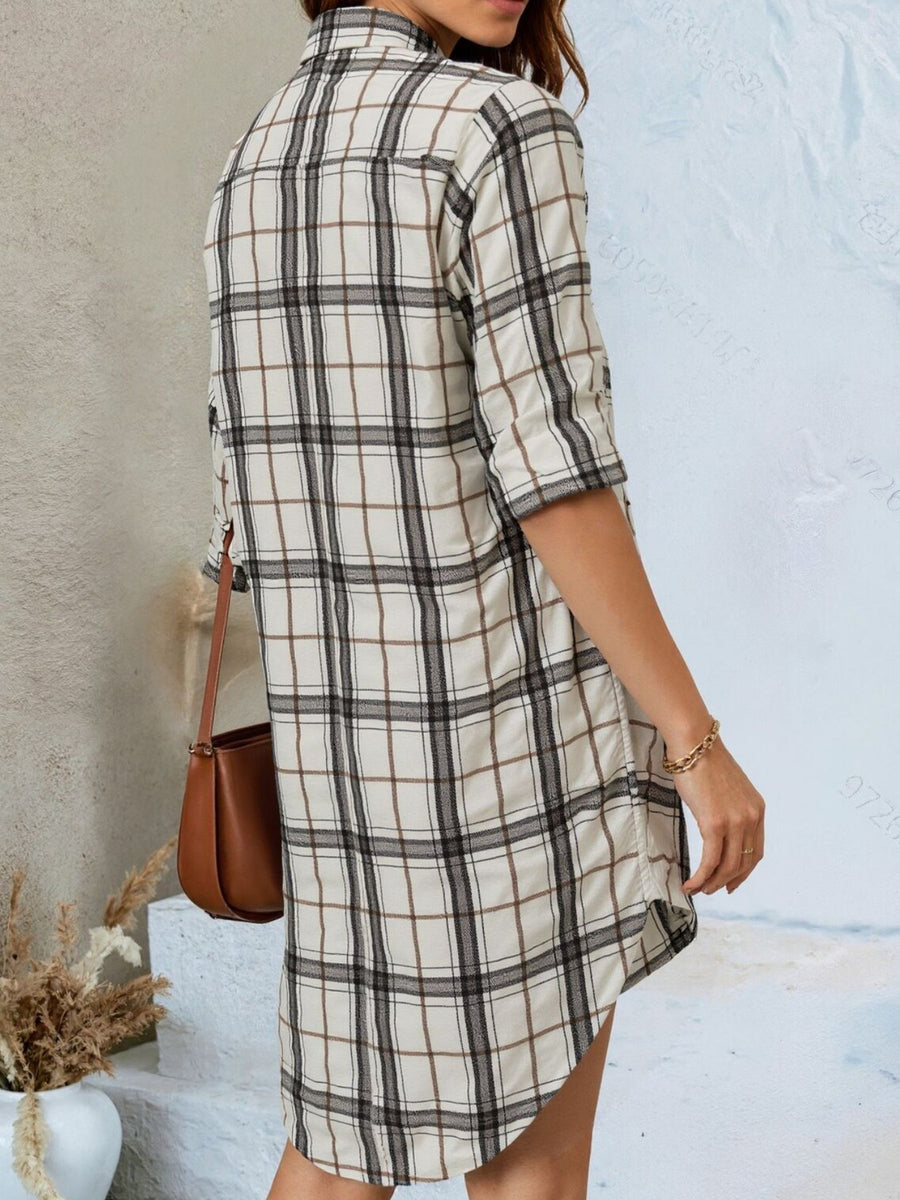 White shirt dress with mini and button-front