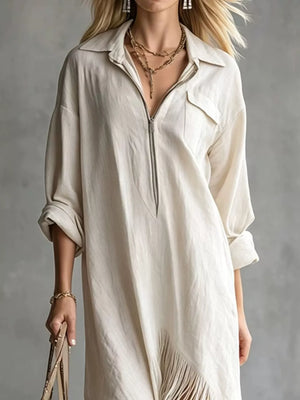 100% polyester Care instructions: Machine wash cold shirt dress in Light Green with relaxed silhouette