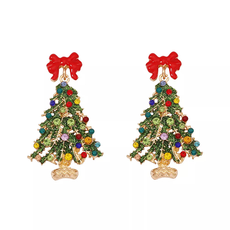 earrings in red with novelty and rhinestone embellishment