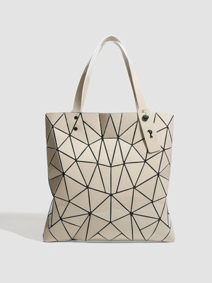 handbag in Gray with geometric and glossy finish