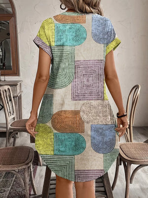 Multicolor shirt dress with mini and button-front