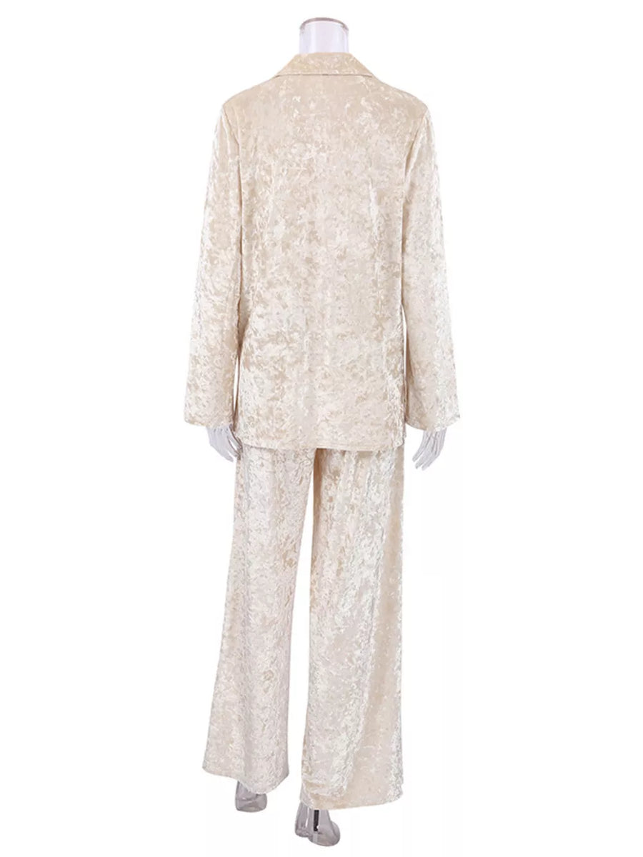 glam lounge set in Beige with notch lapel