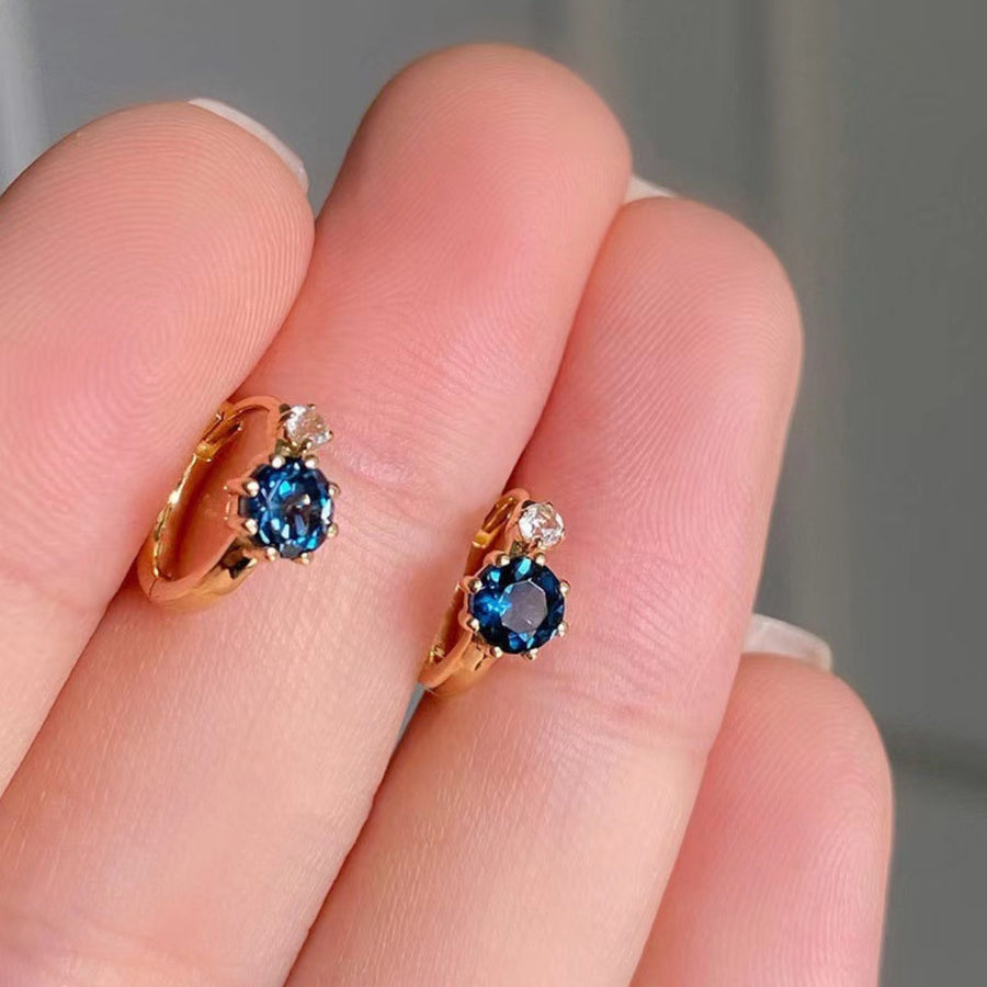 hoop earrings in gold with gemstone accents and mini