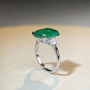 925 Sterling Silver Zircon Geometric Ring Style 10500155194 in Green with zircon gemstone