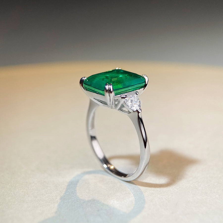925 Sterling Silver Zircon Geometric Ring Style 10500155194 in Green with zircon gemstone