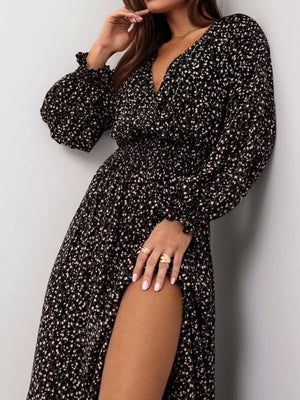 V-neck Maxi Dress in Coffee Brown