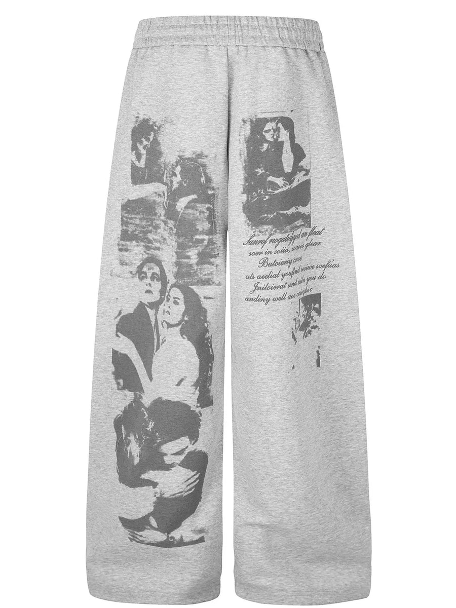 52% cotton, 48% polyester Care instructions: Machine wash cold sweatpants in light gray with wide-leg silhouette