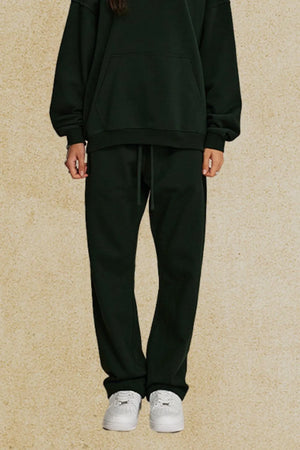 Relaxed fit joggers in Black Forest with drawstring waist and cuffed ankles.