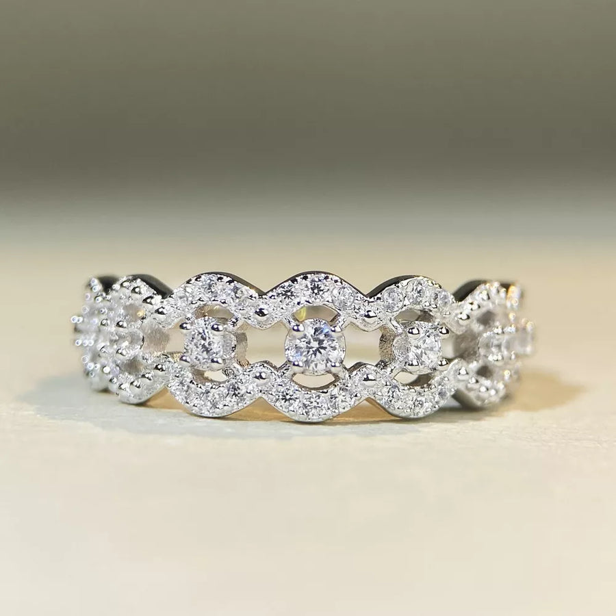ring featuring geometric in Silver with 925 sterling silver,Zircon Care instructions: Avoid wearing during exercise, as
