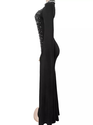 glam maxi dress in Black with mock neck