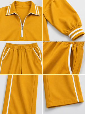 sweatshirt and pants set in Tangerine with striped and zipper