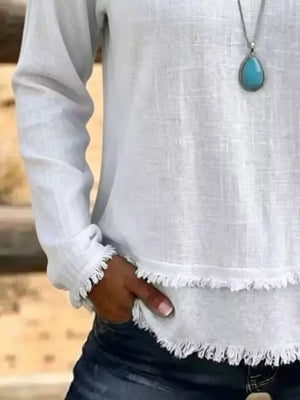 Light Blue relaxed blouse with v-neck