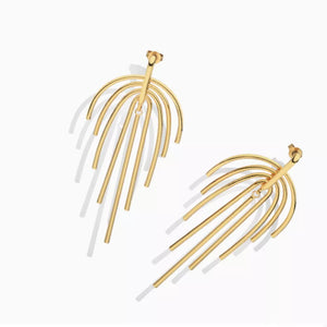 18K Gold-Plated,Copper Care instructions: Avoid wearing during exercise, as swea earrings in gold with flared silhouette
