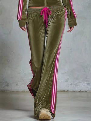 olive green tracksuit with waist-length and zip-front