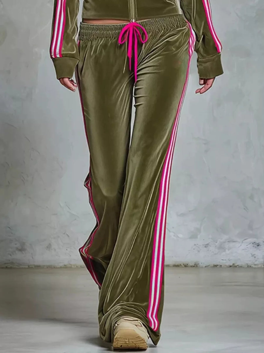 olive green tracksuit with waist-length and zip-front