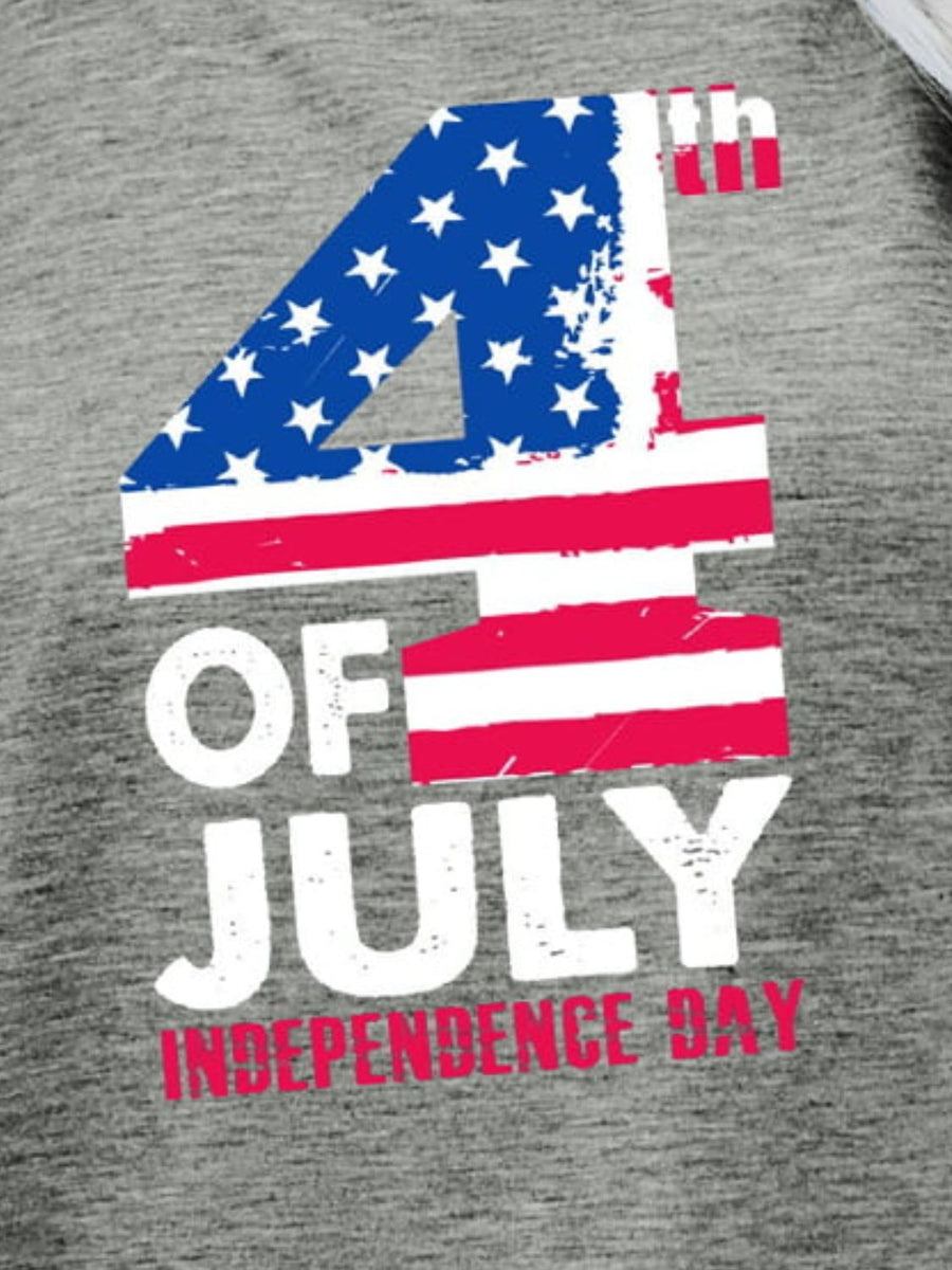 Mid Gray t-shirt with distressed 4th of July graphic and text