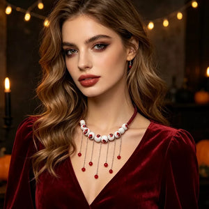 Red necklace with choker and clasp