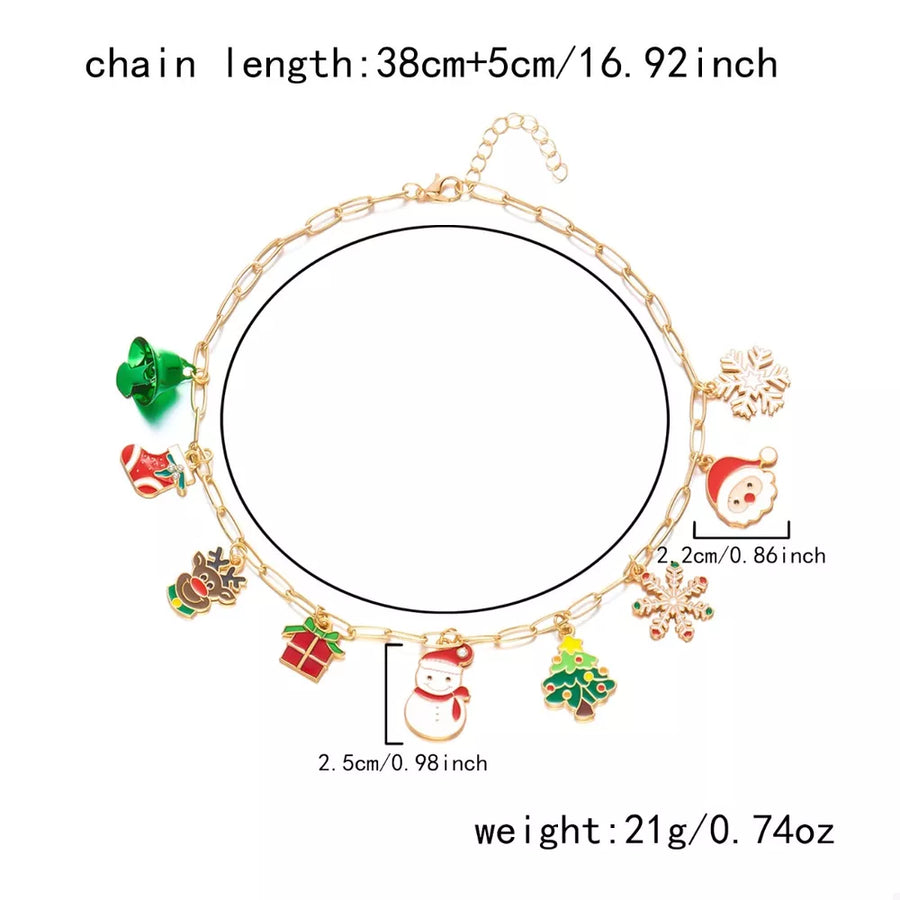 necklace featuring christmas-theme in red with 18K Gold-Plated, Resin, Zinc alloy Care instructions: Avoid wearing during