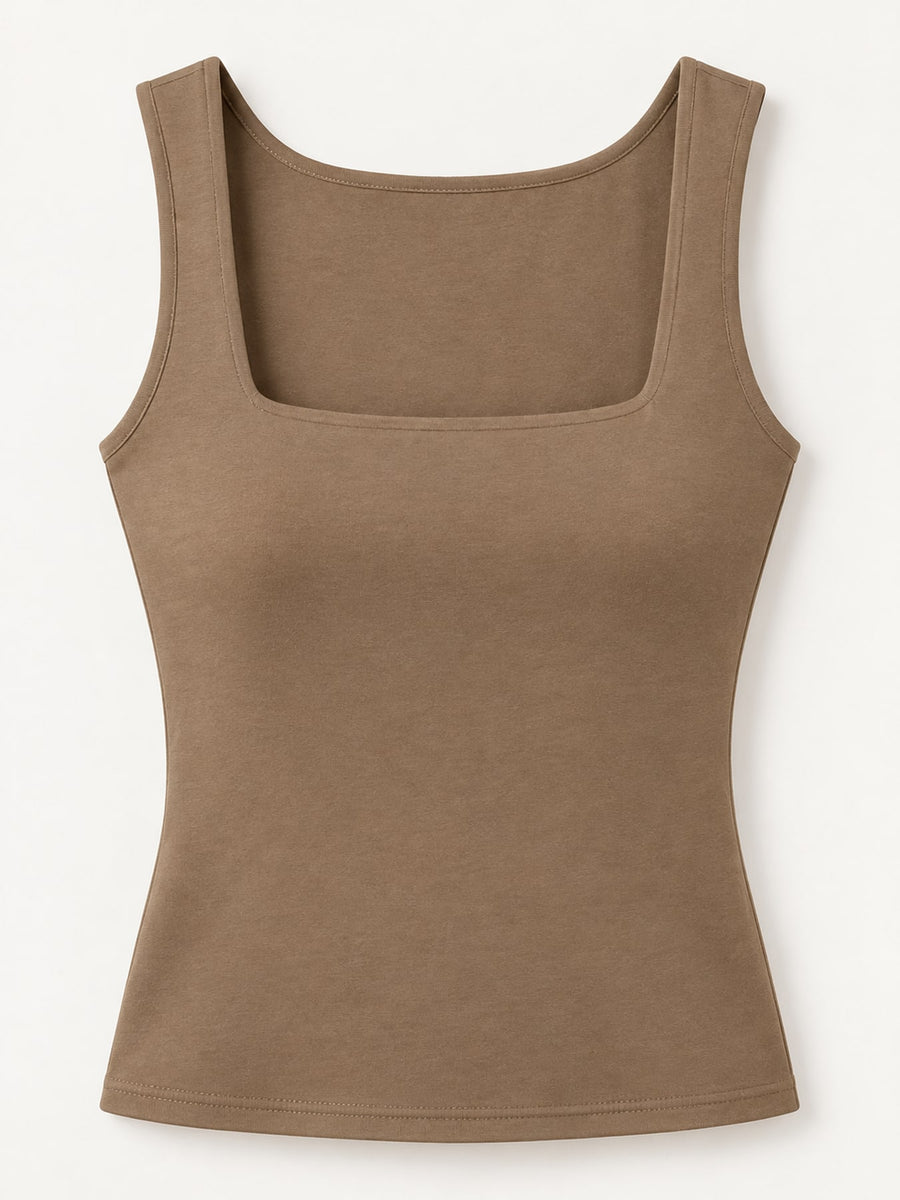 minimalist tank top in Hot Pink with square neck