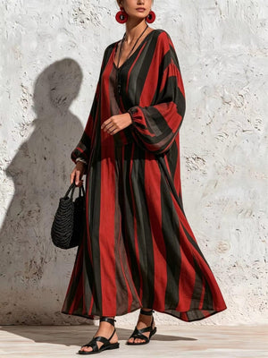 black two-piece set featuring pocketed and striped