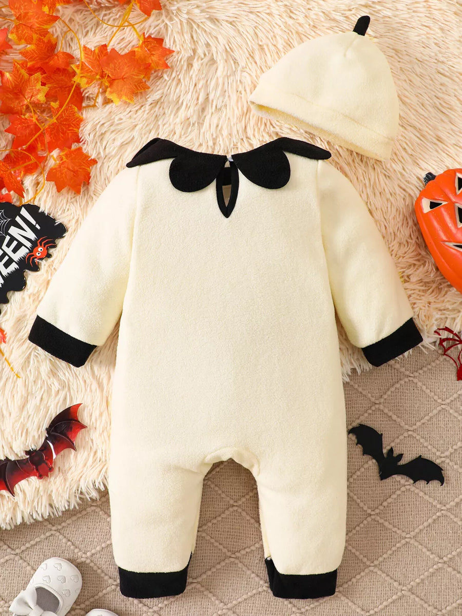 costume jumpsuit in Ivory White with collared