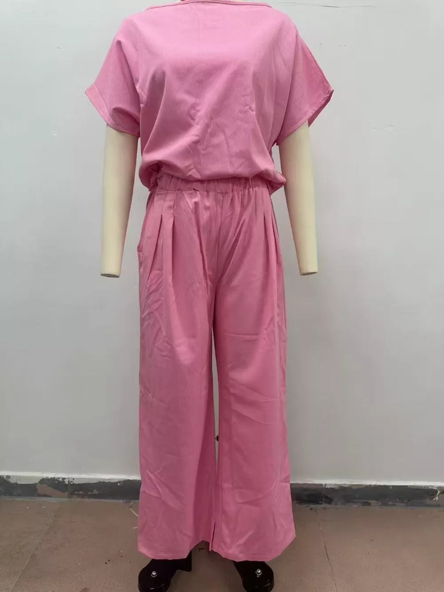 100% polyester Care instructions: Machine wash cold two-piece set in Dusty Pink with relaxed silhouette