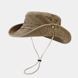 Wide-brim Sun Protection Bucket Hat in Burgundy with wide brim