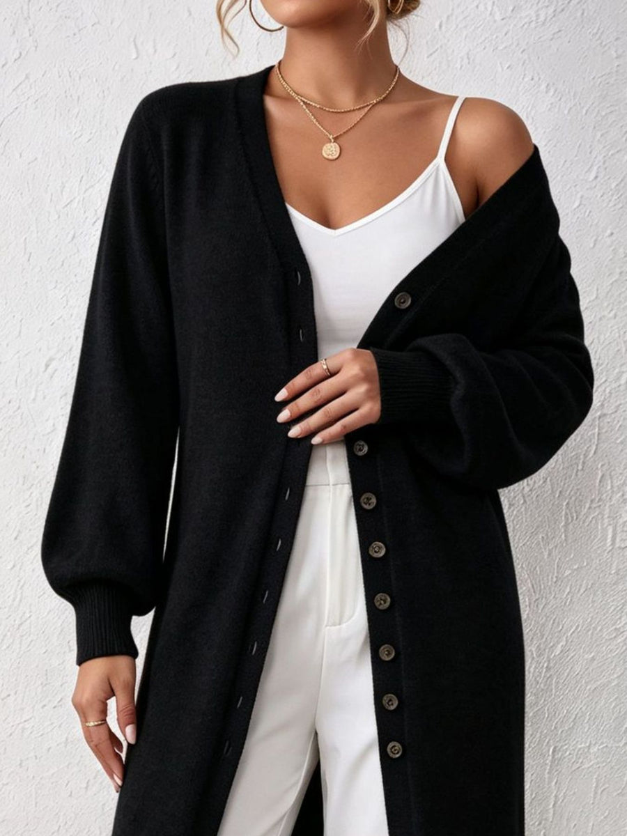 classic cardigan in greige with v-neck